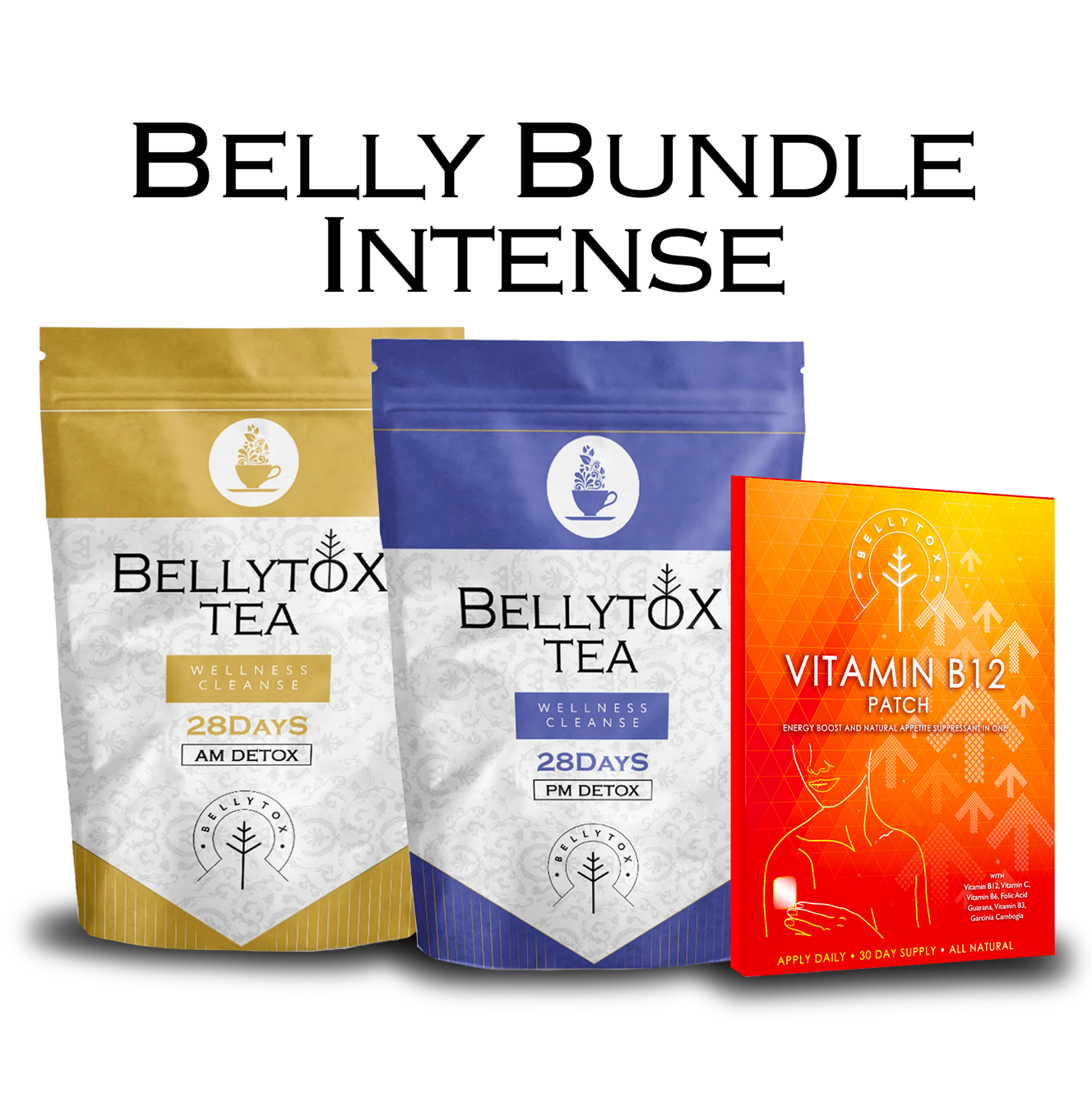 Elevate Your Detox Journey: 28-Day AM and PM BellyBundle Intense with B12 Energy Patch | DECALO Boutique Weightloss & Wellness 